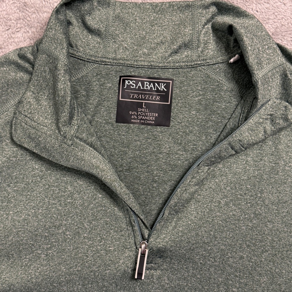 Jos A Bank Traveler Mens Quarter Zip Pullover Shirt Top‎ Size L Heather Green